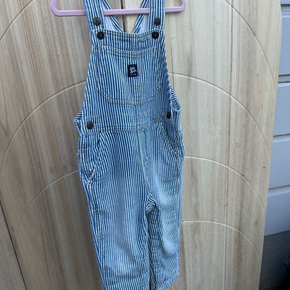 Blue and White Striped Overalls